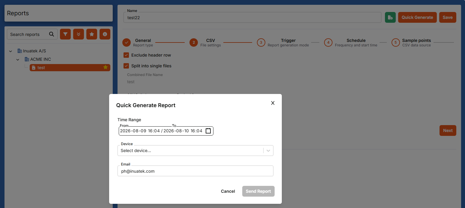 Quick Generate report