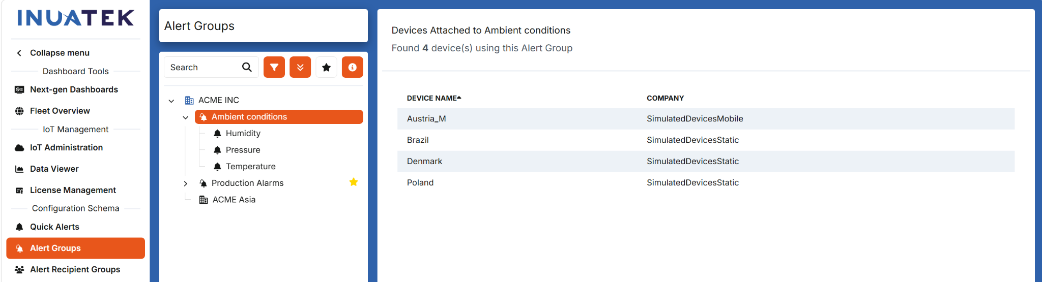 Devices attached to an Alert Group