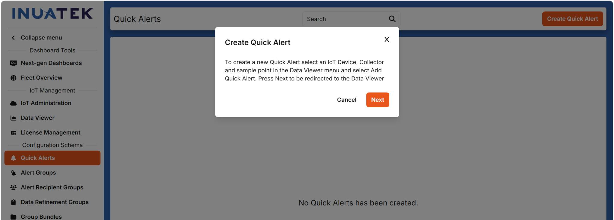 Create a Quick Alert from the Quick Alerts menu