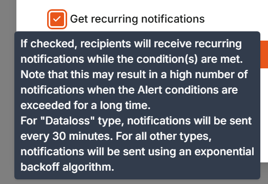 Recurring notifications tooltip