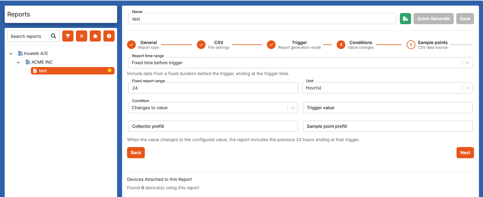 Value-based report conditions